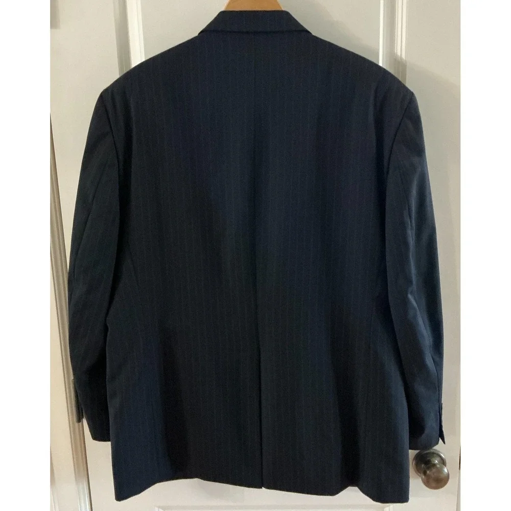Lauren‎ Ralph Lauren 46R Wool Pinstripe Blazer Men's Navy Two-Button